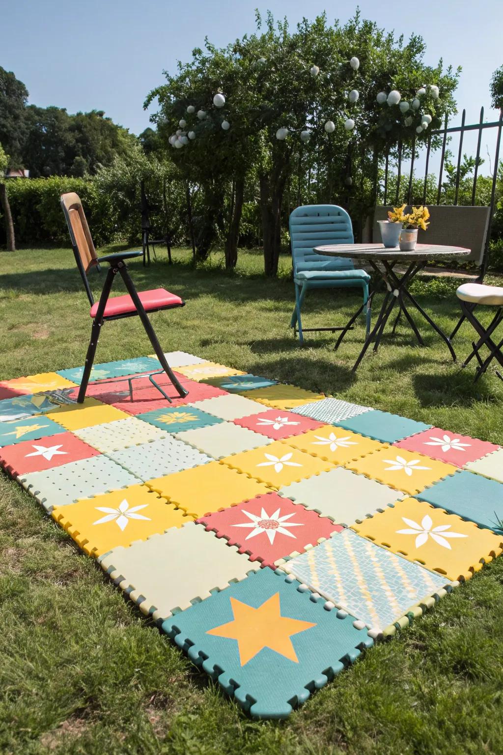Portable flooring tiles provide a durable and flexible foundation