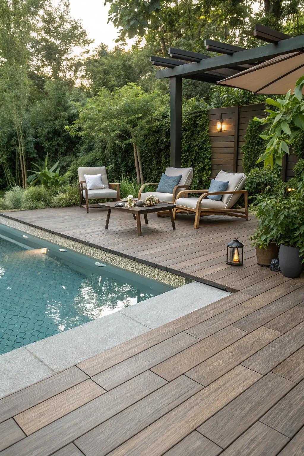 Wood-look porcelain tiles offer the charm of wood with easier maintenance.