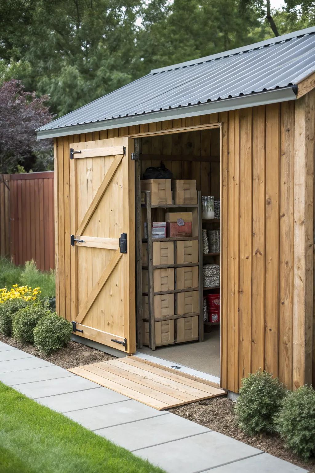 A sliding door offers hidden storage potential.