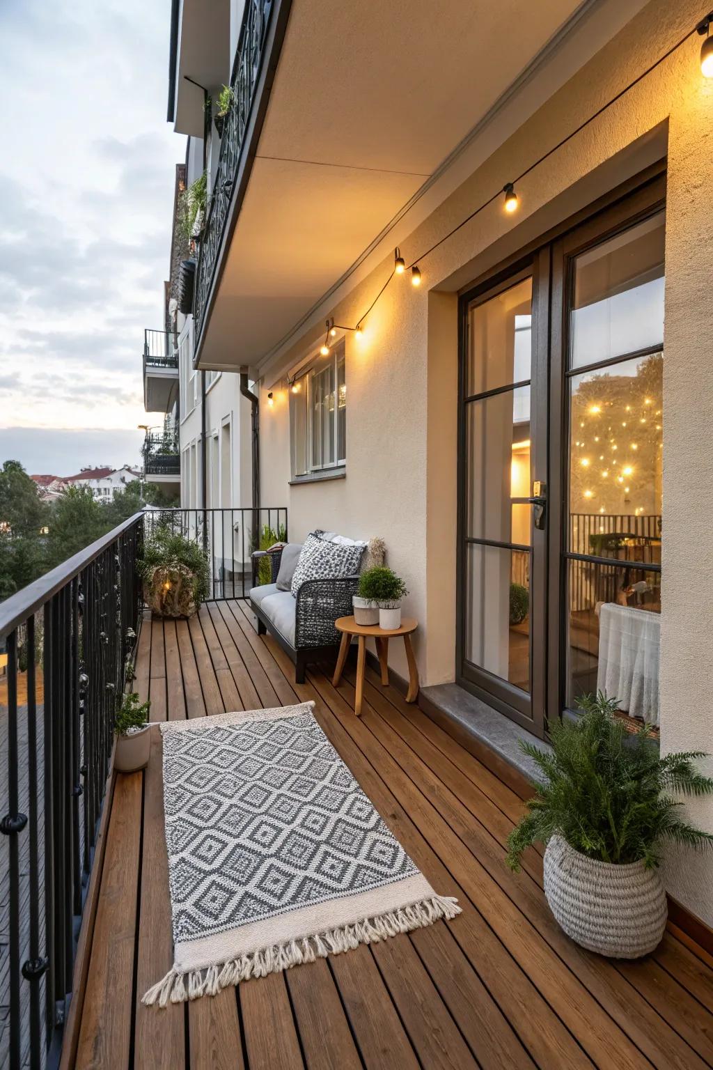 Stylish flooring that enhances balcony aesthetics.