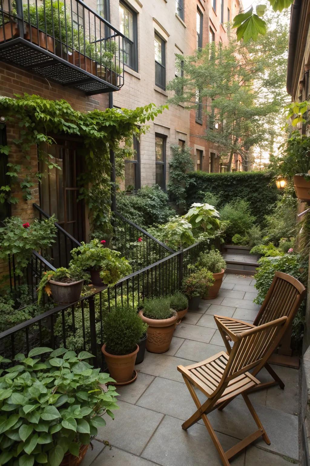 Strategically placed potted plants can create cozy corners.