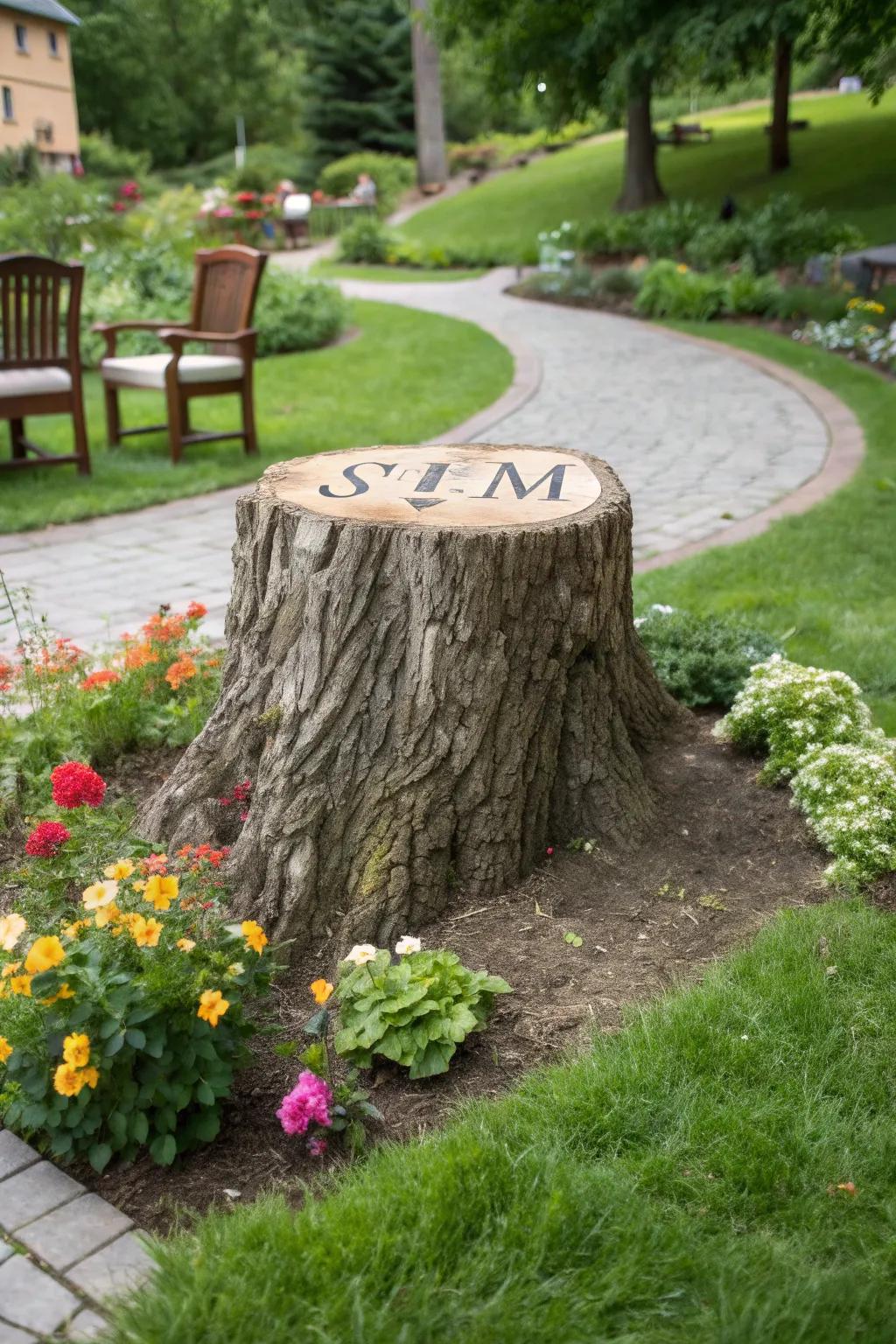 Personalize your garden with carved initials.