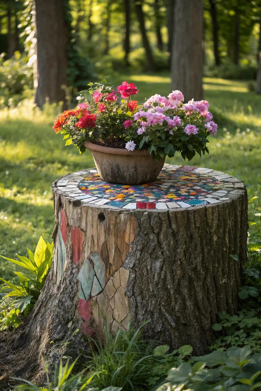 A mosaic masterpiece adds color and charm.