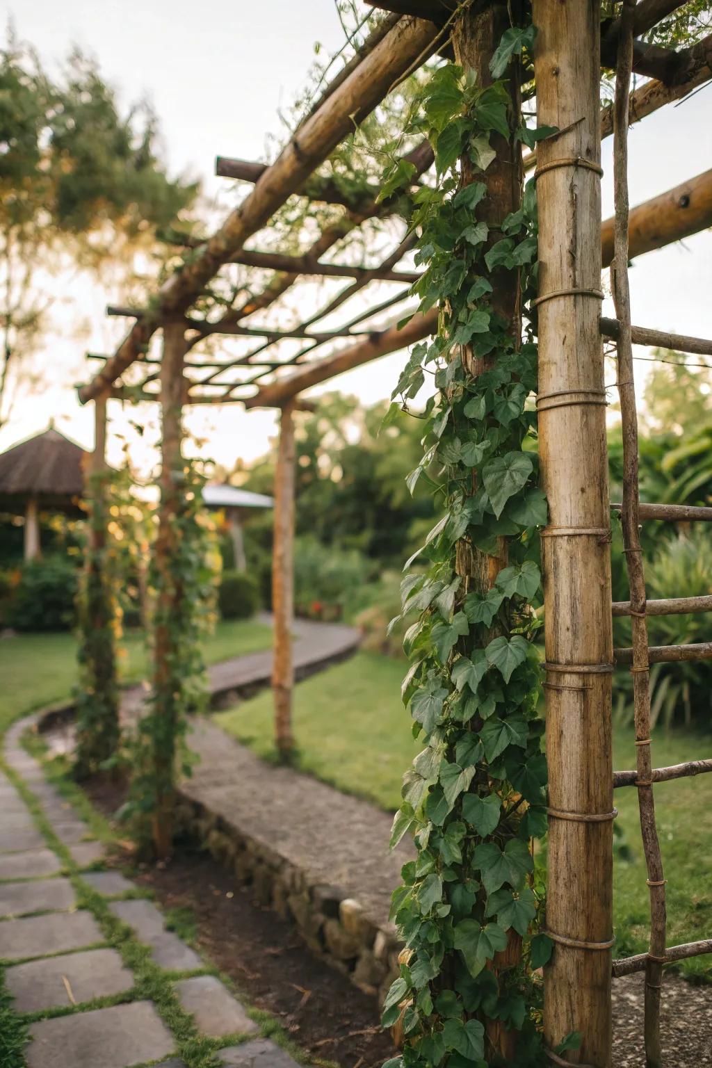 Bamboo trellises blend sustainability with style.