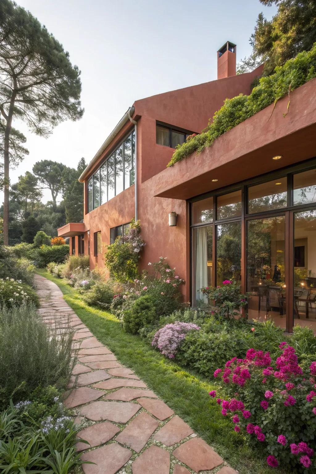 Terracotta exteriors radiate warmth and charm.