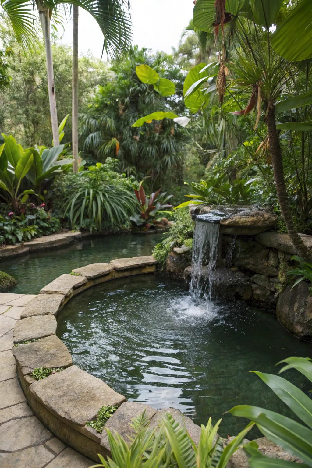 Water features like ponds and fountains enhance garden tranquility.