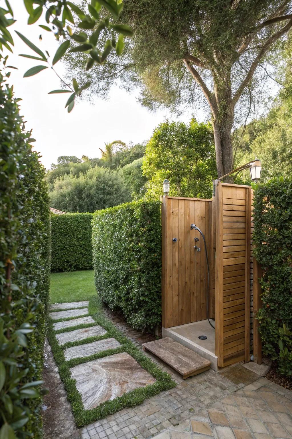 Enjoy a private paradise with natural enclosures around your outdoor shower.