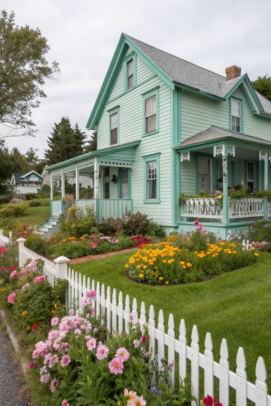 Mint and turquoise bring a playful charm to craftsman homes.