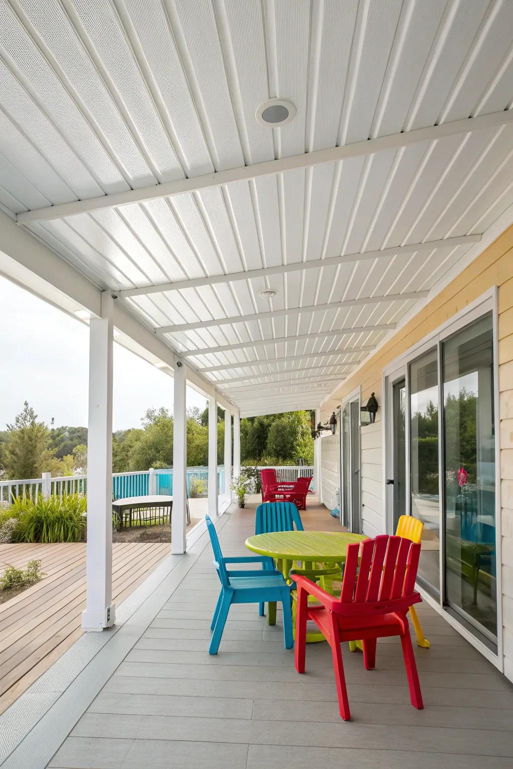 PVC panels offer a clean and bright finish for under-deck areas.