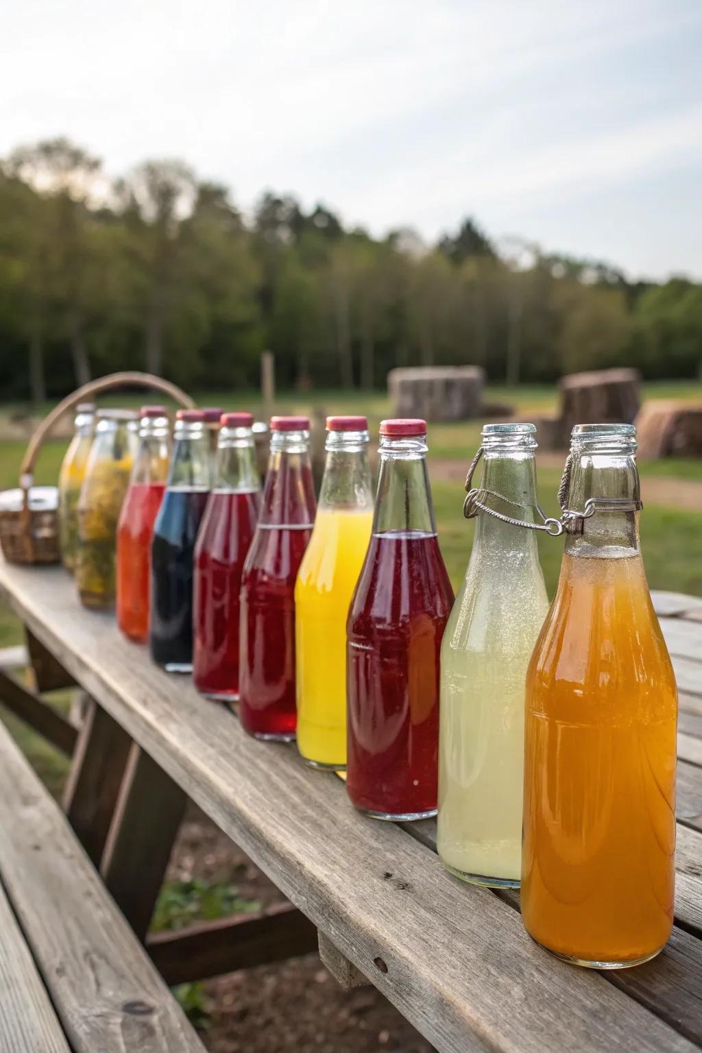 Glass bottles bring a classic feel to your picnic refreshments.
