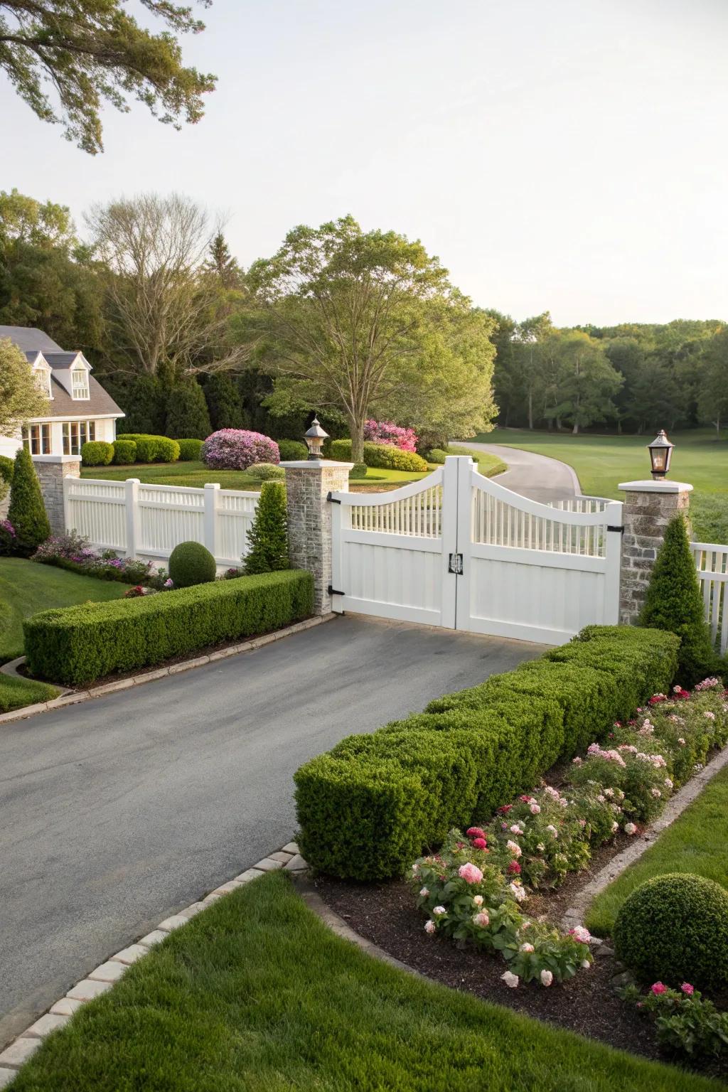 Make a statement with a grand double swing vinyl gate.