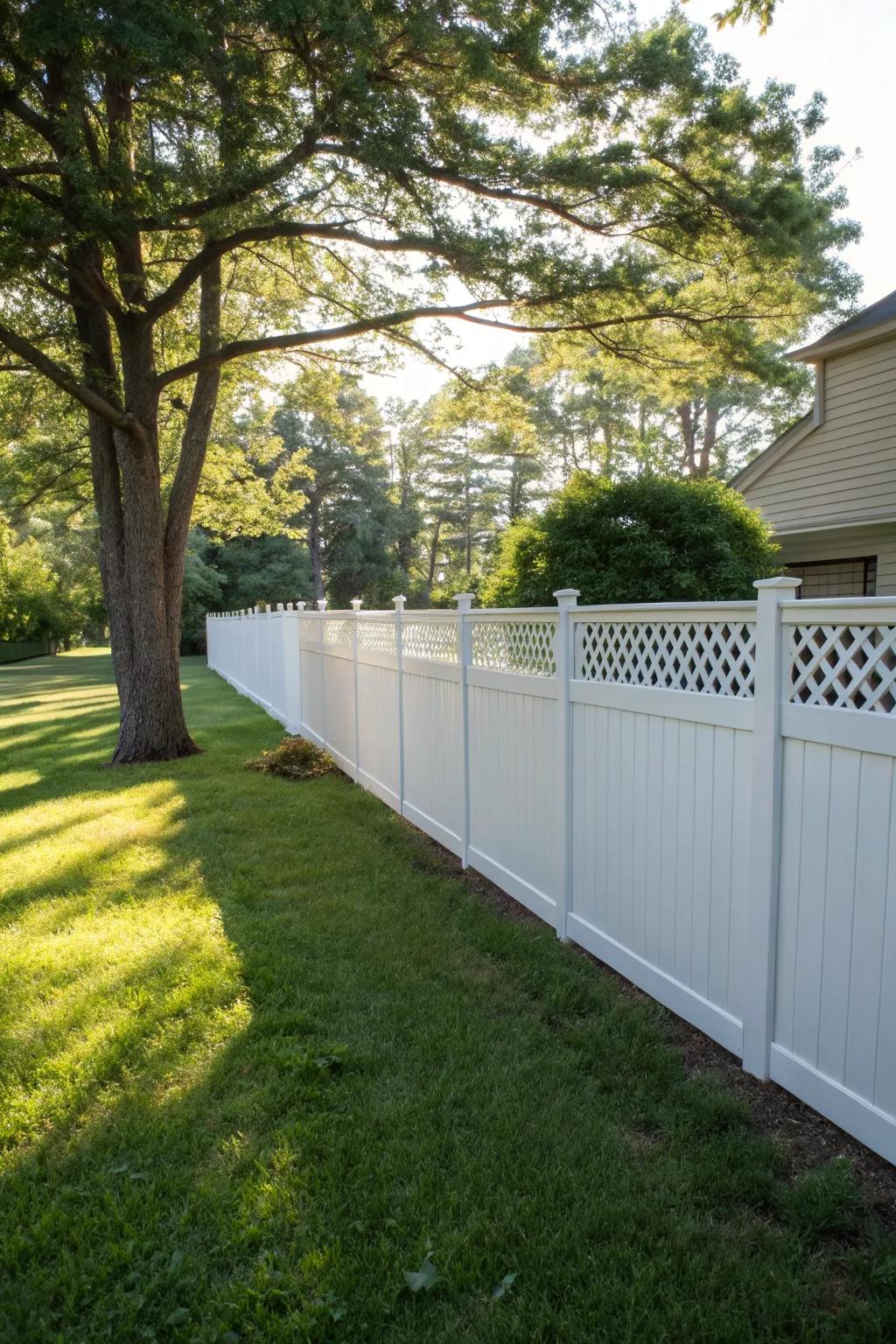 A vinyl fence with a lattice top strikes the perfect balance between privacy and style.