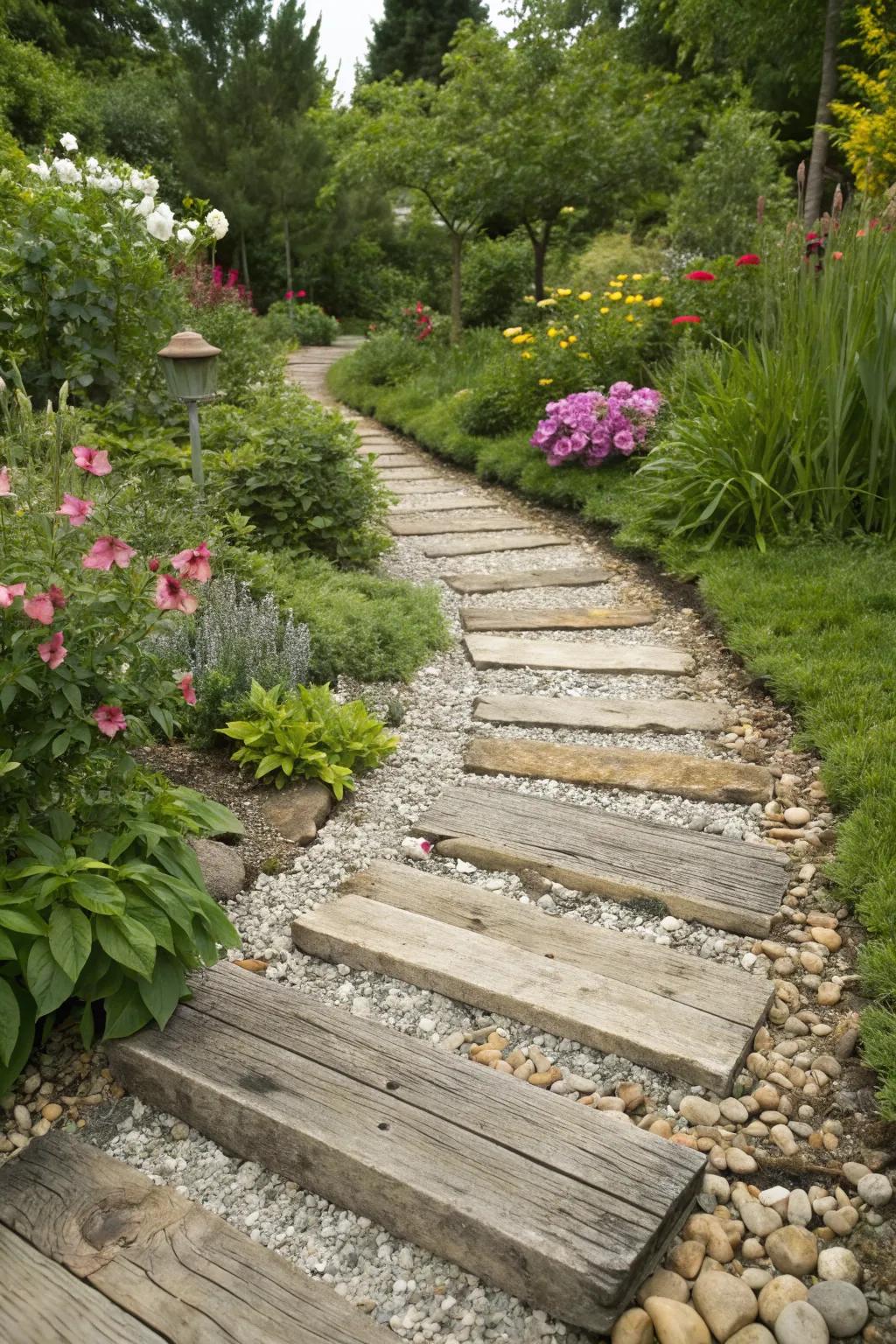 A mixed-material path that captivates with its textural variety.