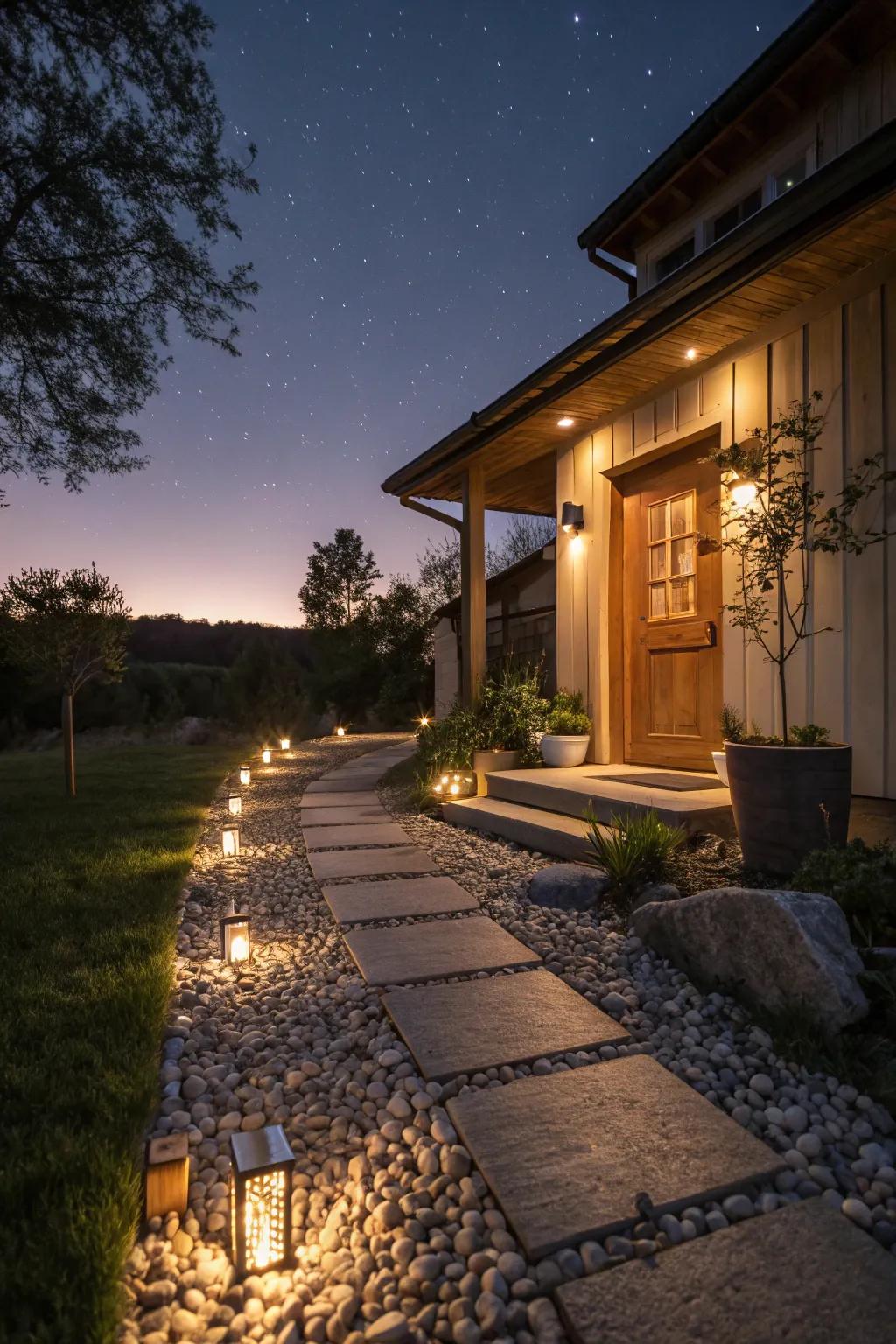 A warm and welcoming glow with path lighting