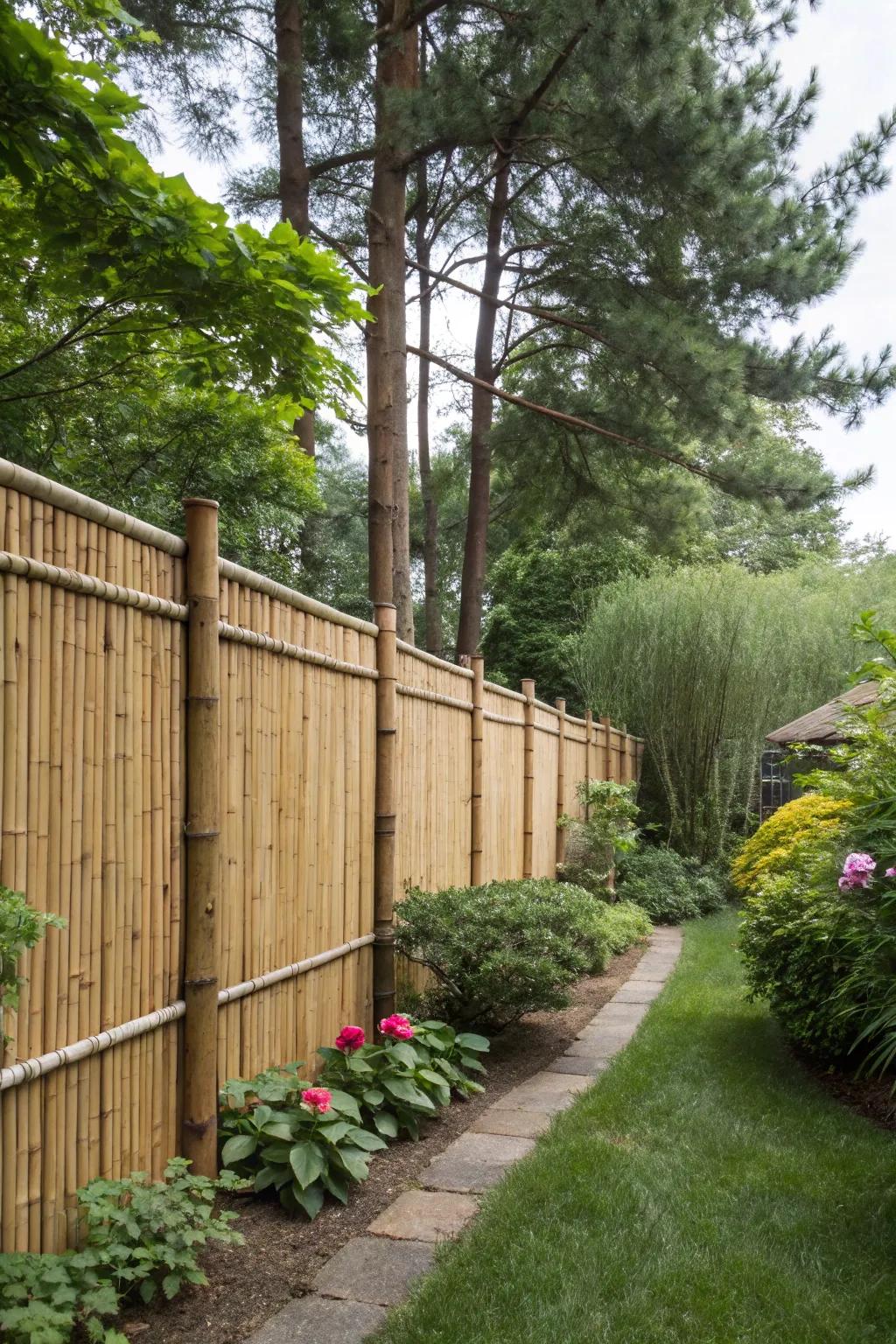 Add a touch of the exotic with a bamboo fence that enhances privacy and natural beauty.