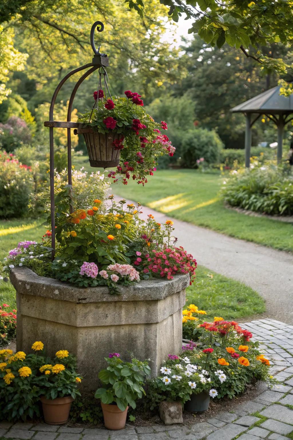 A planter cover brings seasonal color to your garden.