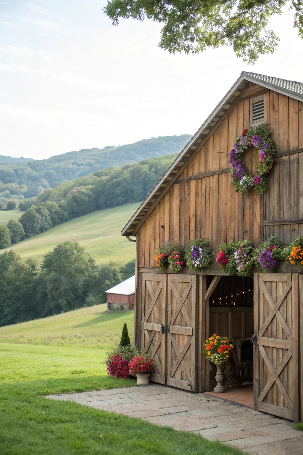 Charming barn doors as a grand entrance.