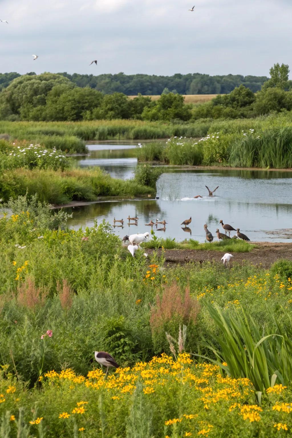 A thriving wildlife habitat promoting biodiversity.