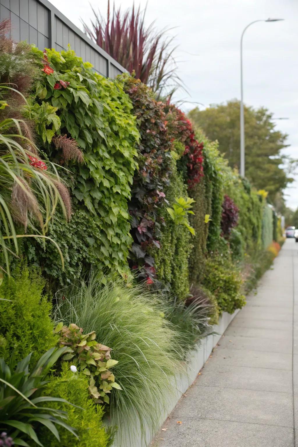 Living walls provide a green solution to wind blocking with added beauty.