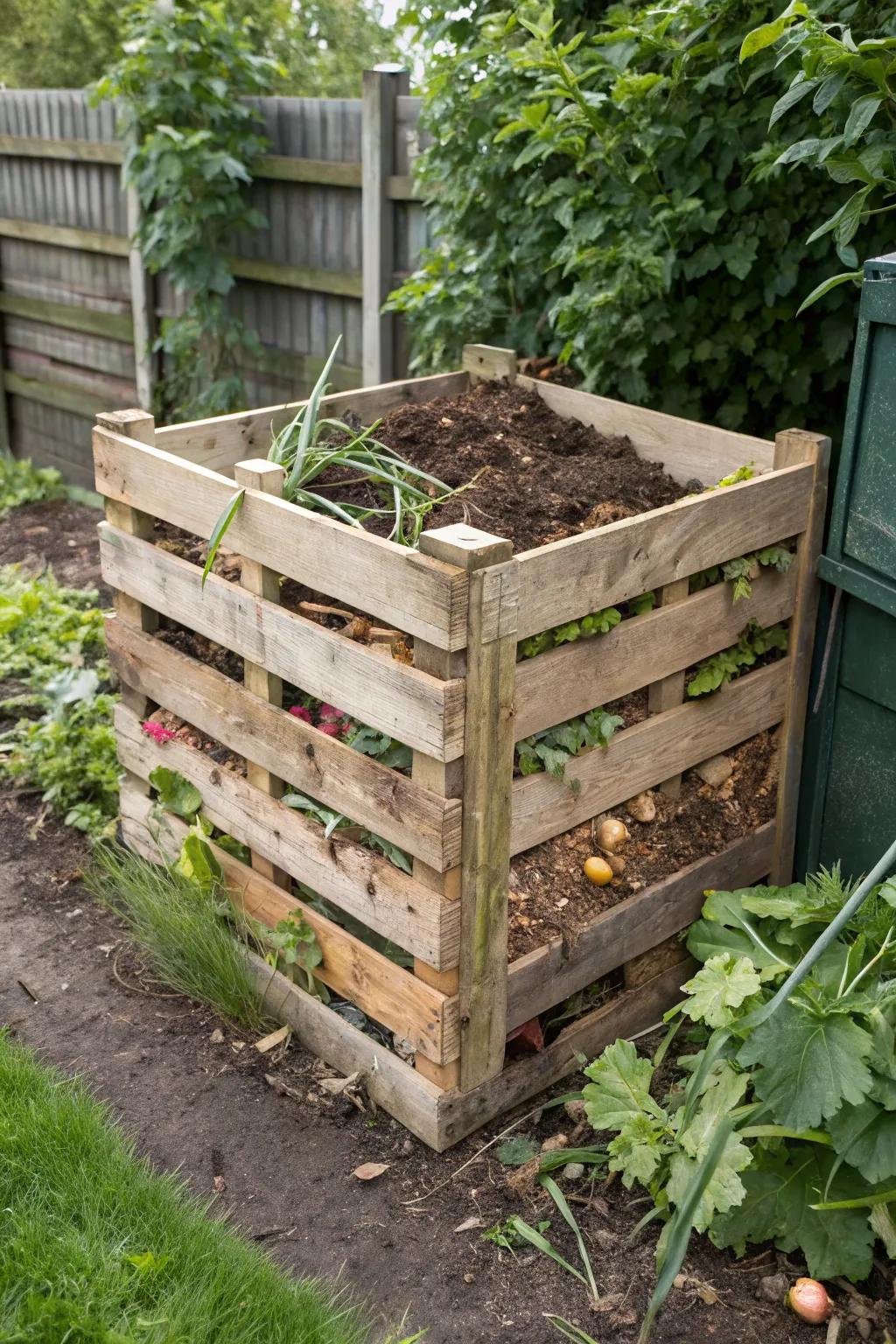 Create nutrient-rich compost with a pallet bin.
