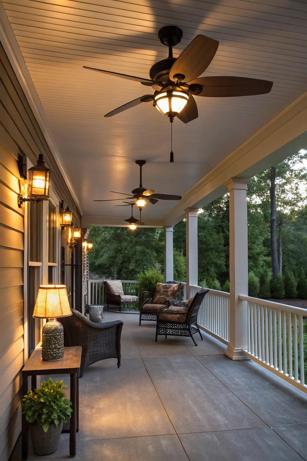 Ceiling fan and lighting combine style with function.