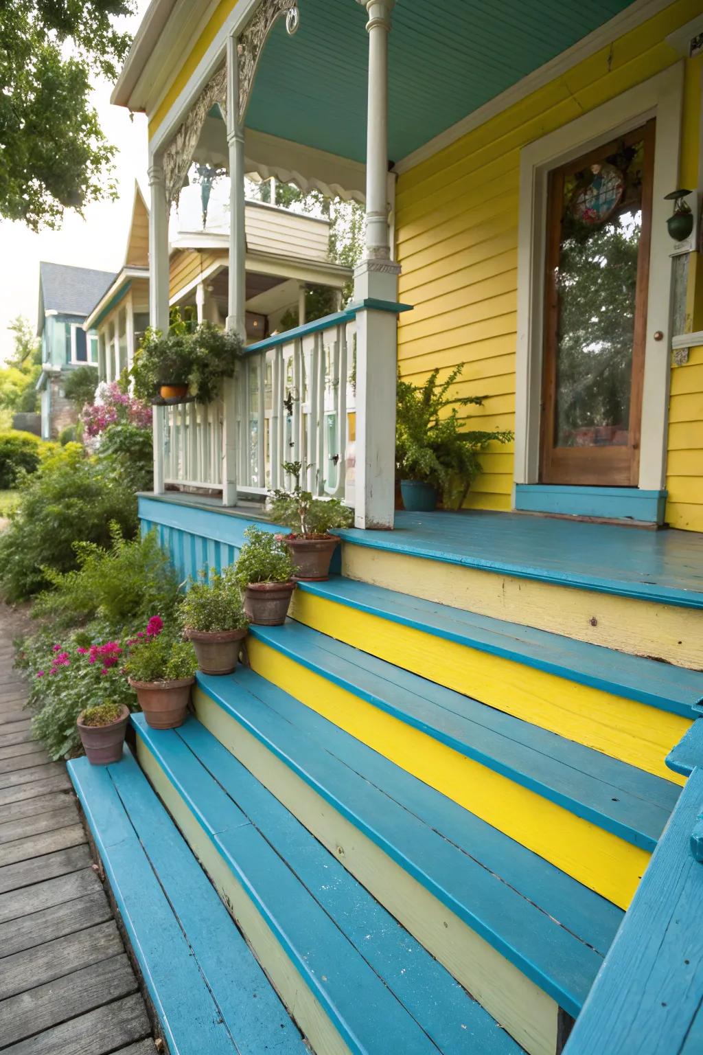 Colorful steps can brighten up any entrance with personality and flair.