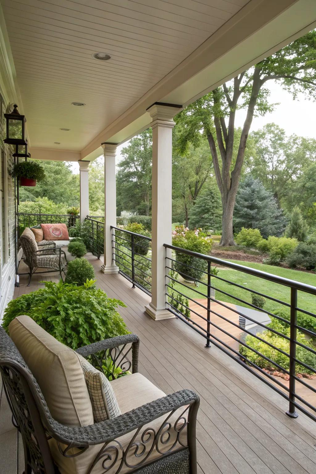 Create an open feel with horizontal bars.