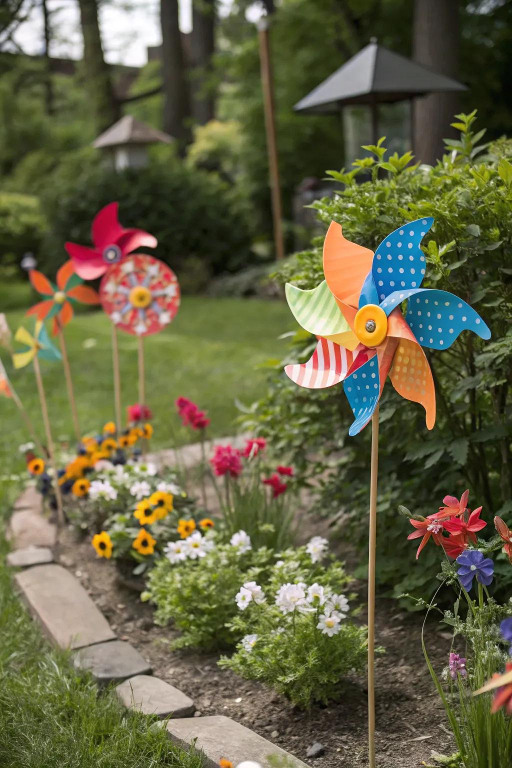 Wind spinners bring dynamic energy to any garden.
