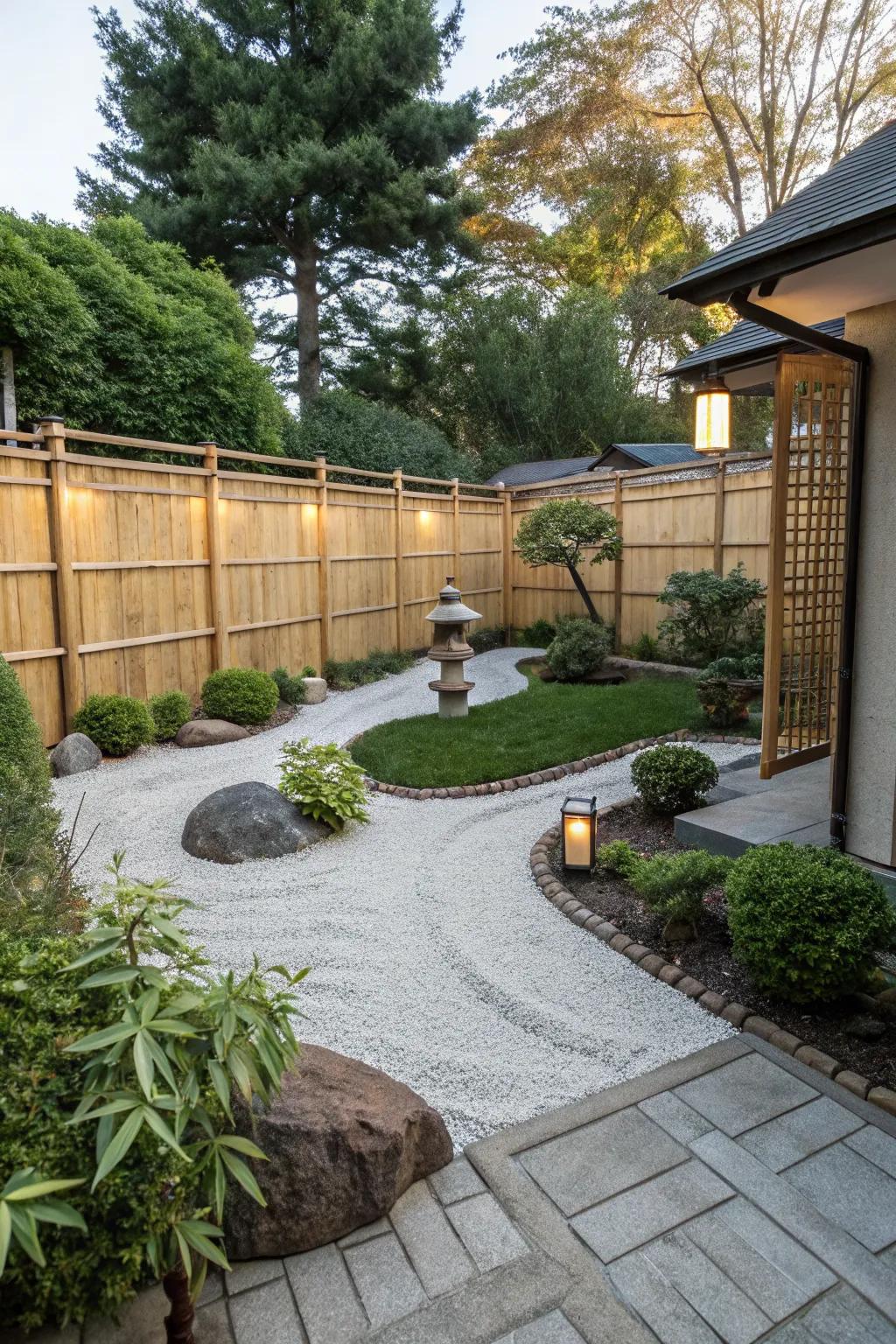 Bamboo fencing offers privacy and rustic elegance.