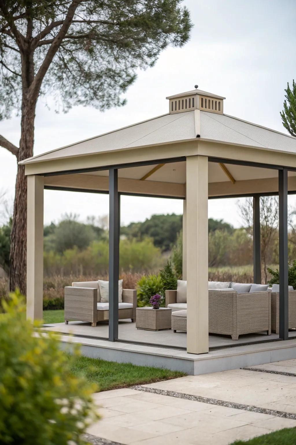 Embrace elegance with a modern minimalist gazebo.