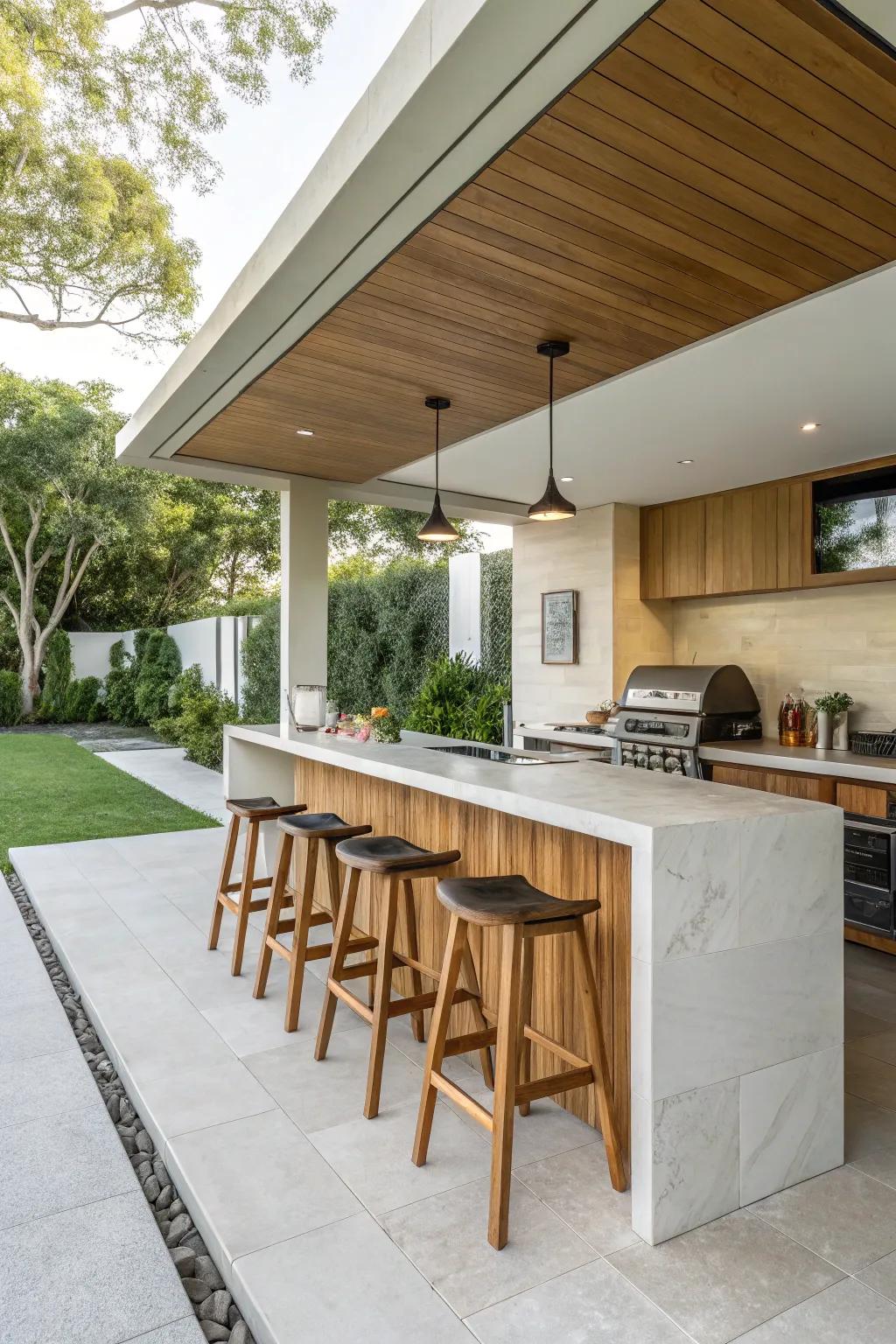 Bar seating transforms your kitchen into a social space.