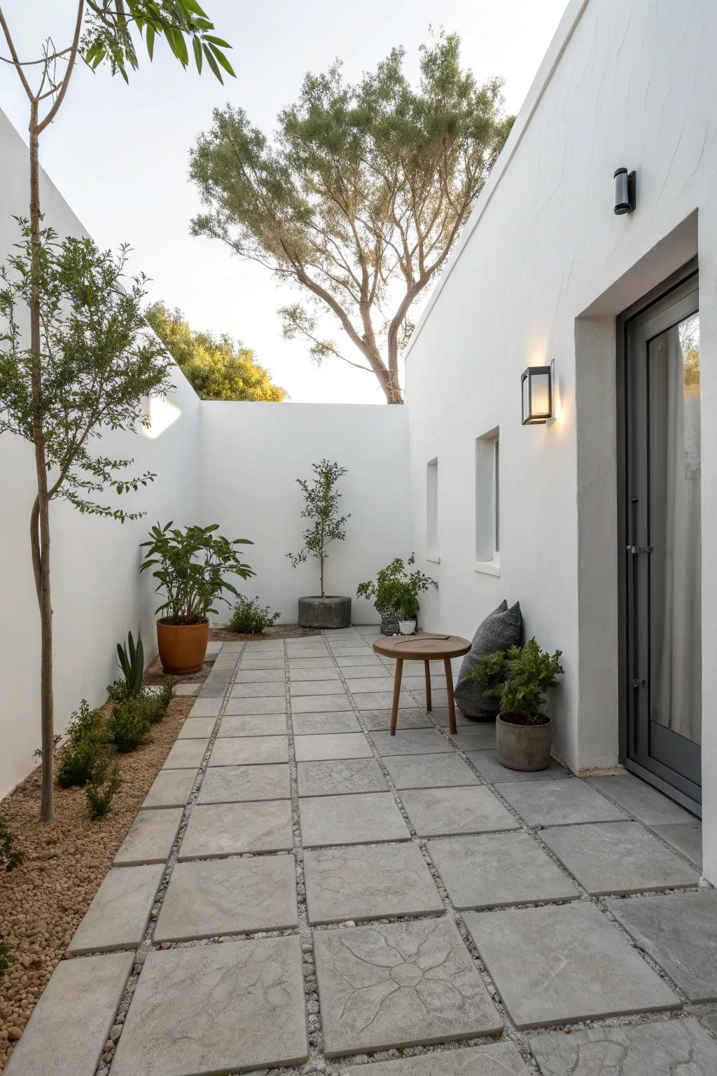 Minimalist elegance with 24x24 concrete pavers creates a serene patio.