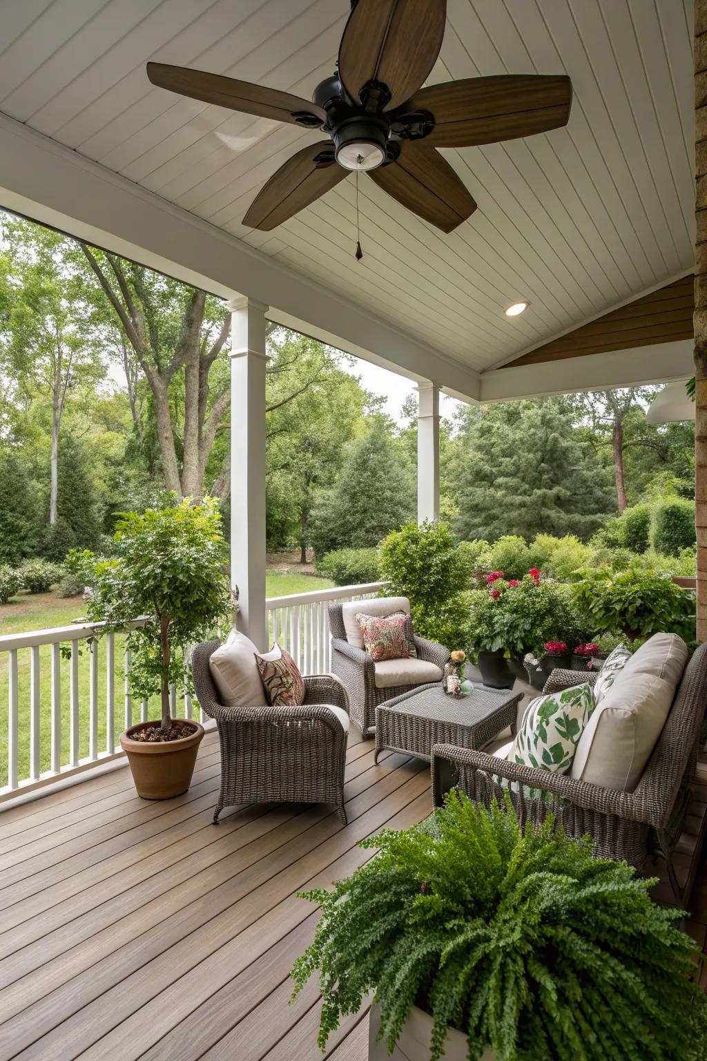Ceiling fans add comfort and style to your deck.
