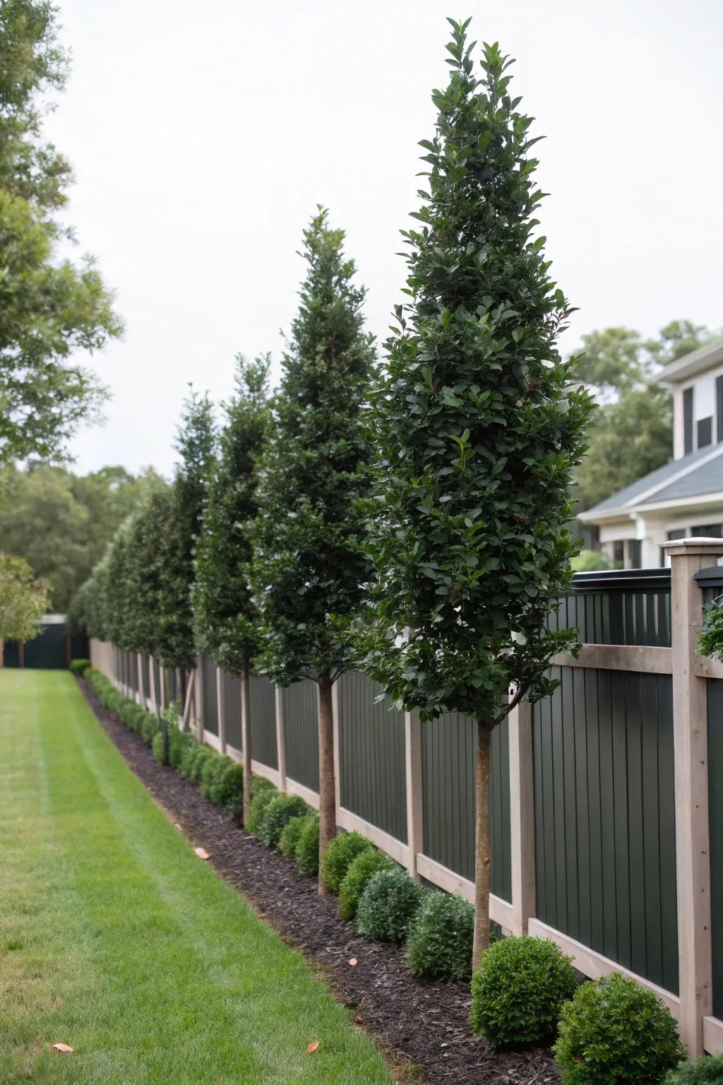 Sky Pencil Holly provides privacy without the bulk.