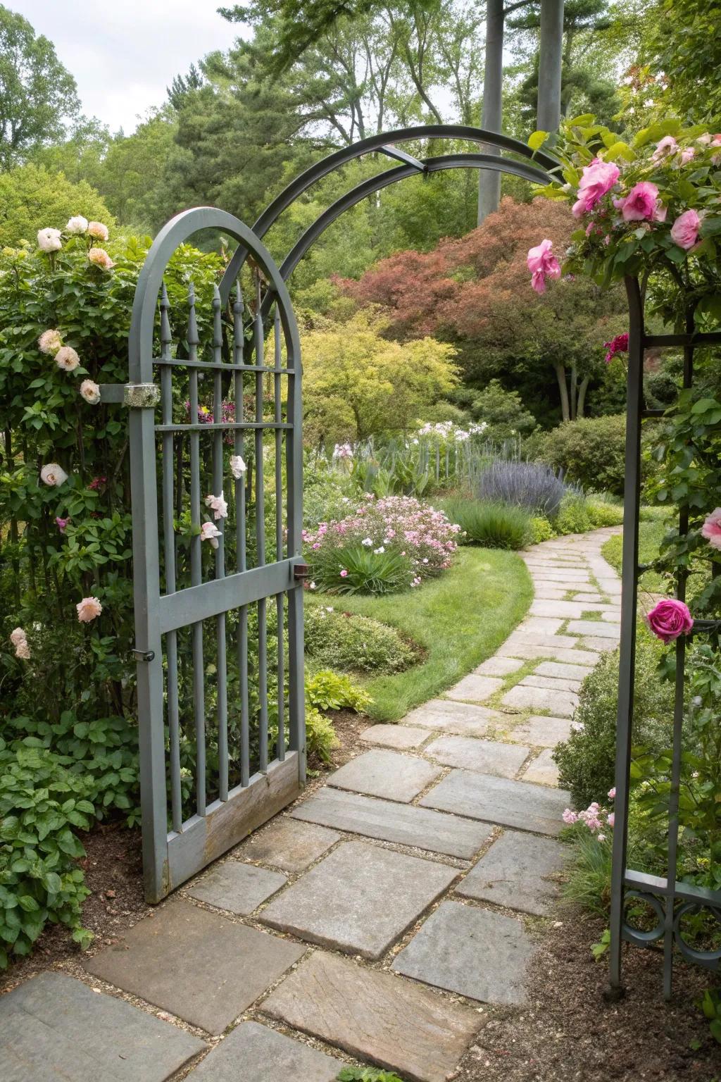 Graceful entry: the elegance of arched aluminum gates.