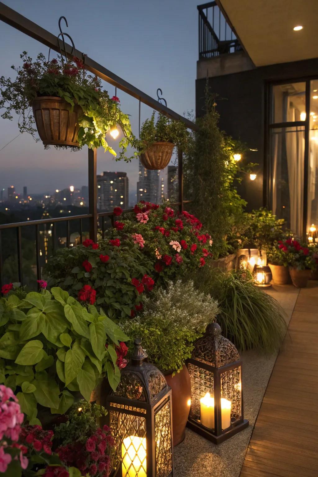 Create magical evening ambiance with lanterns on your balcony.
