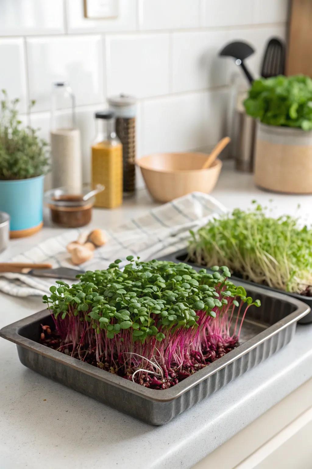 Enjoy fast-growing microgreens for a healthy addition to your meals.