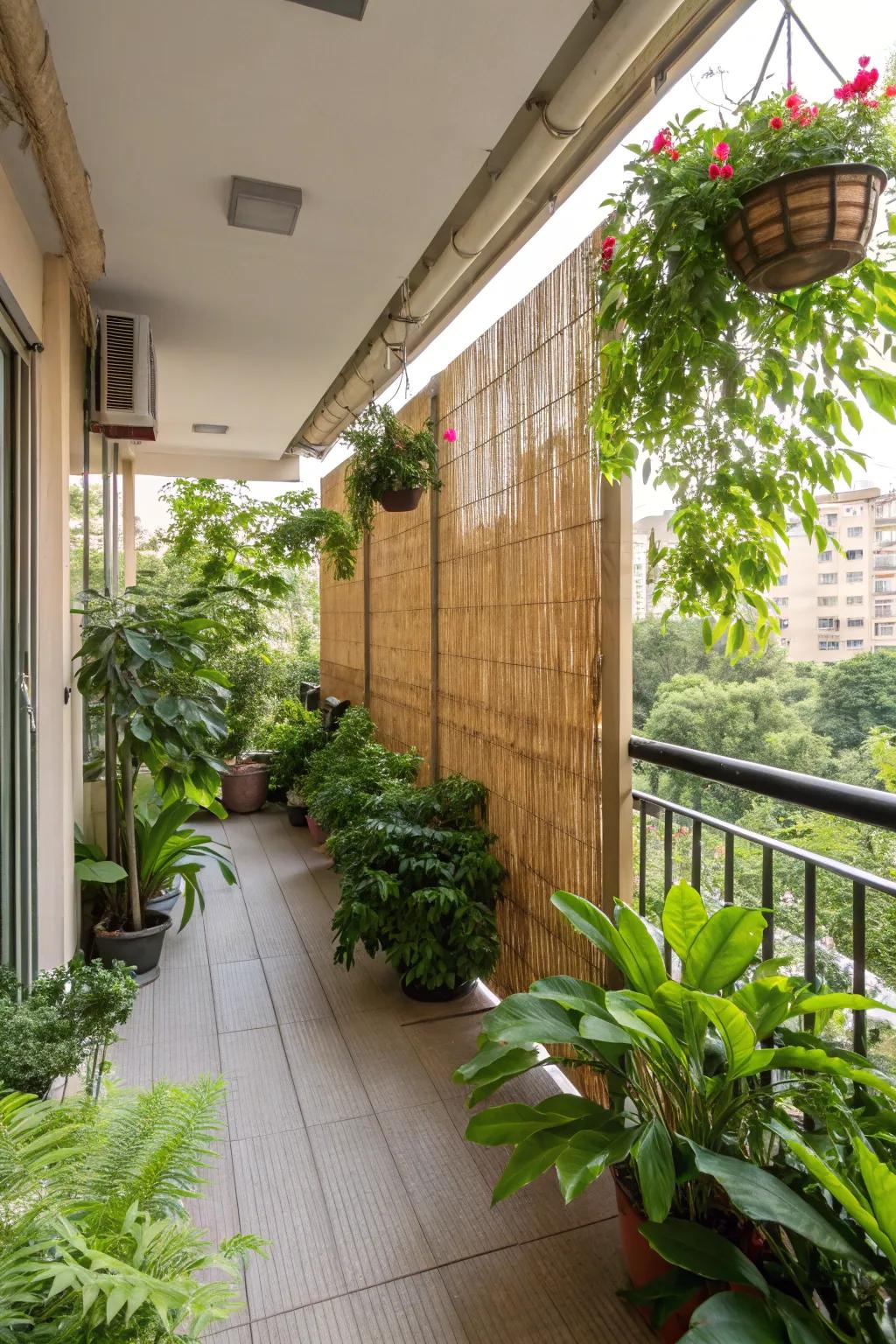A privacy screen offers seclusion while adding style.