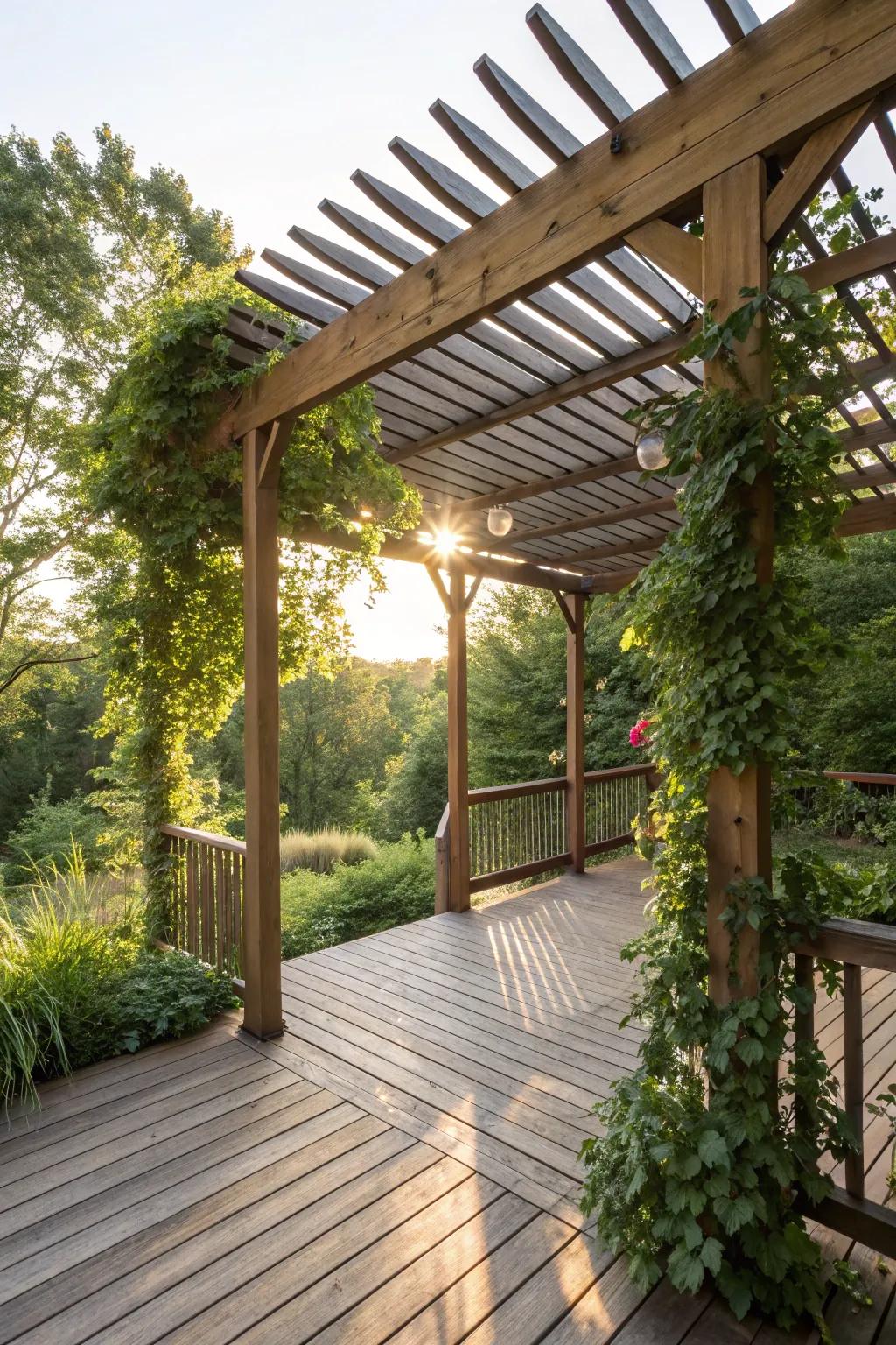 Enjoy the dance of light with a slatted roof.