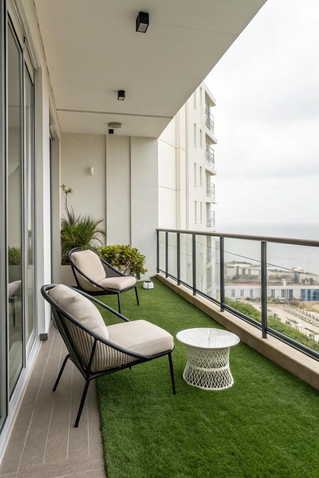 Achieve a sleek and modern look with artificial grass and minimalist design.