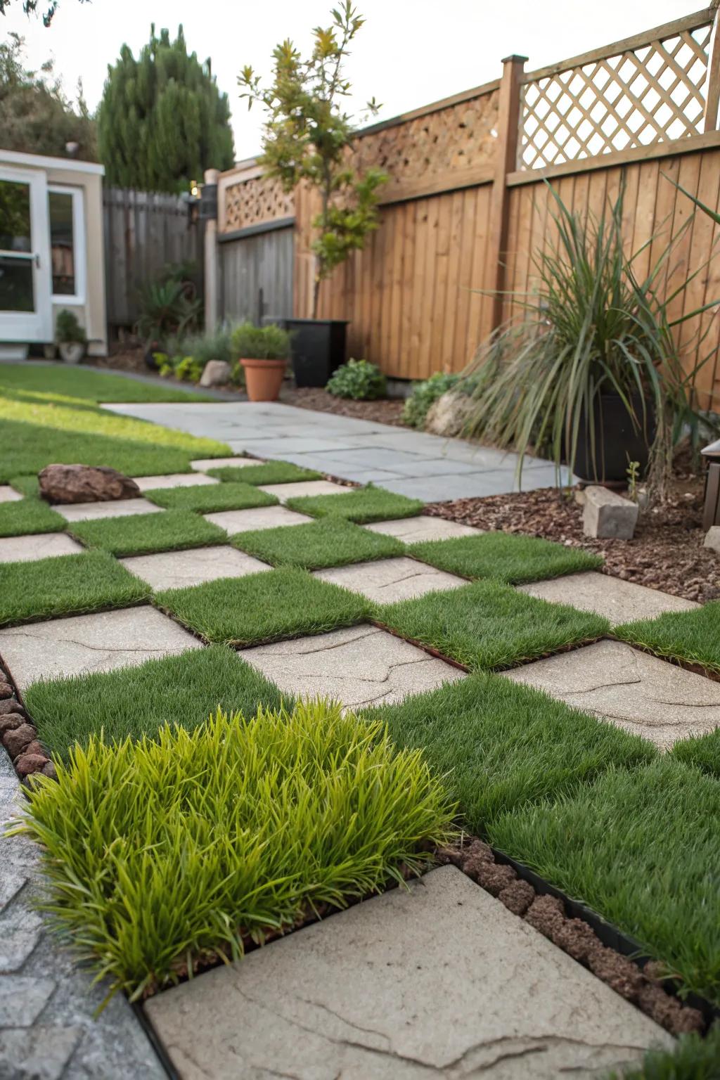A mix of synthetic grasses can add texture and interest to your landscape design.