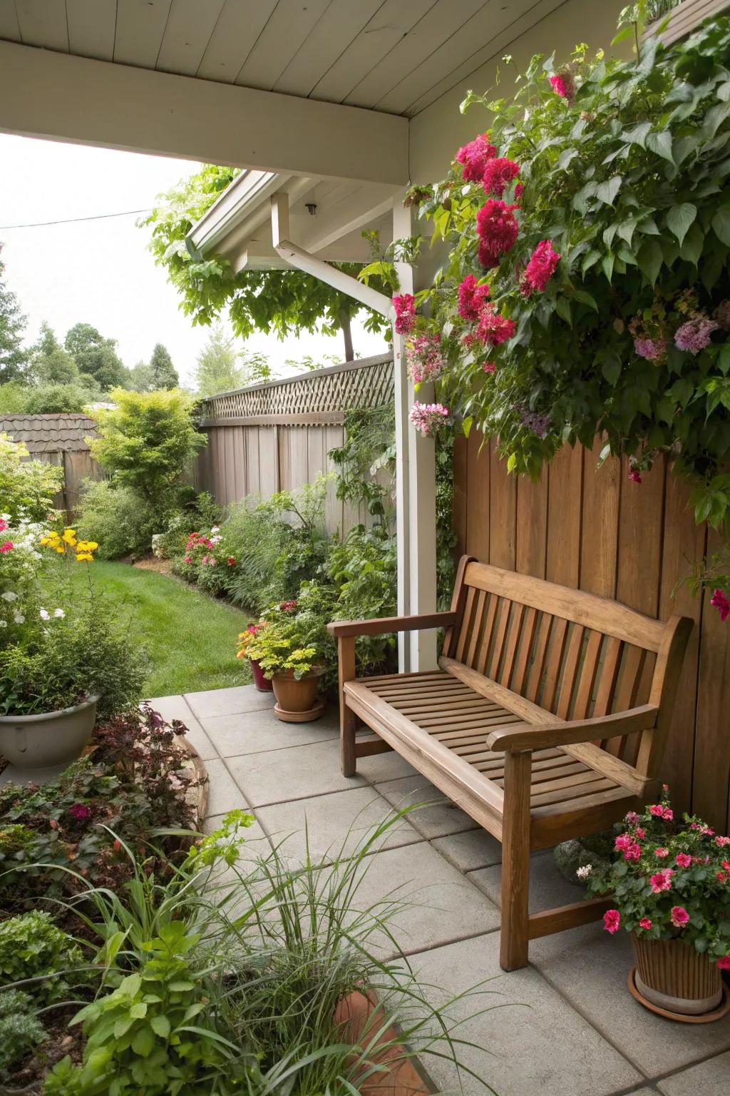Natural wood elements add rustic charm to your porch.