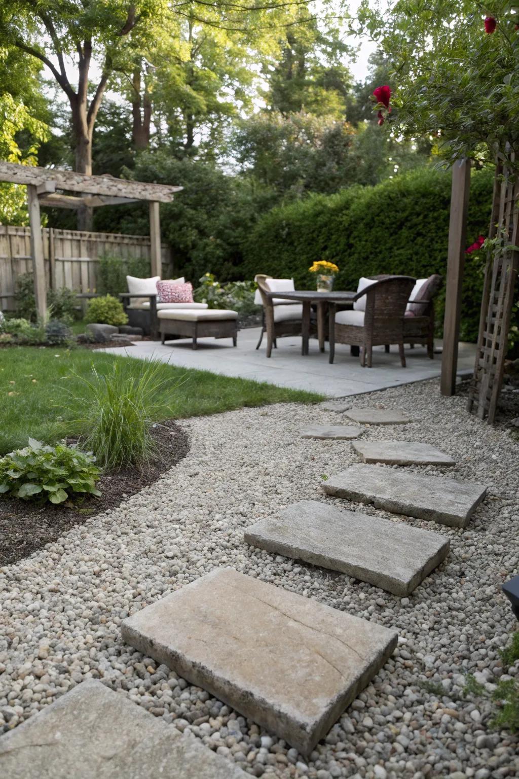 Use gravel for a low-maintenance and stylish patio floor