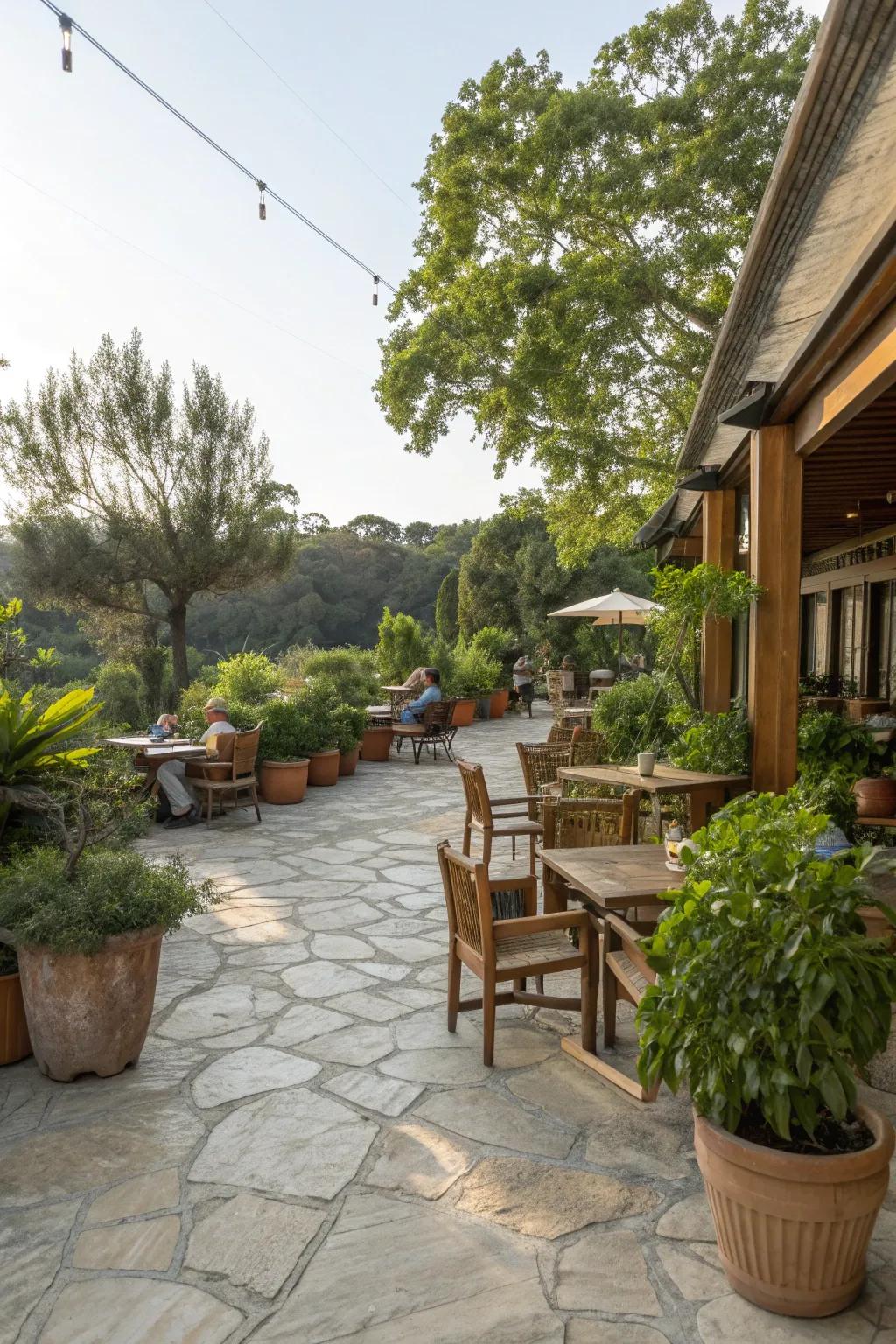 A seating area that seamlessly blends natural elements for a harmonious look.