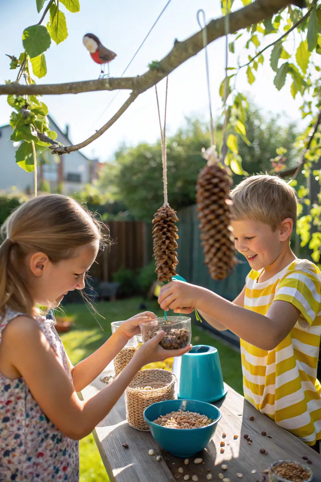 DIY bird feeders add charm and wildlife.