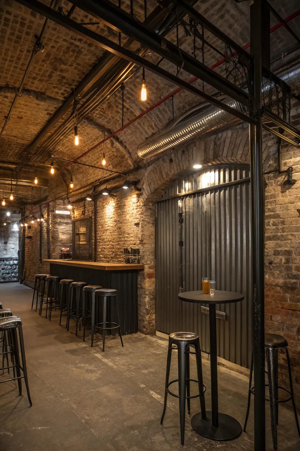 An industrial edge bar shed exudes a cool, modern vibe.