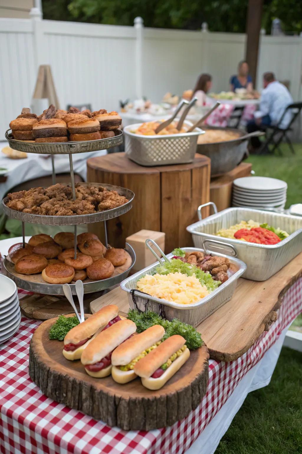 A buffet setup invites guests to indulge at their own pace.