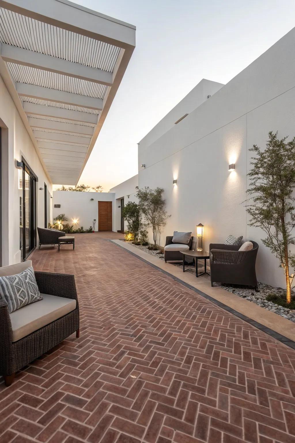 Modern minimalism creates a sleek and stylish patio environment.