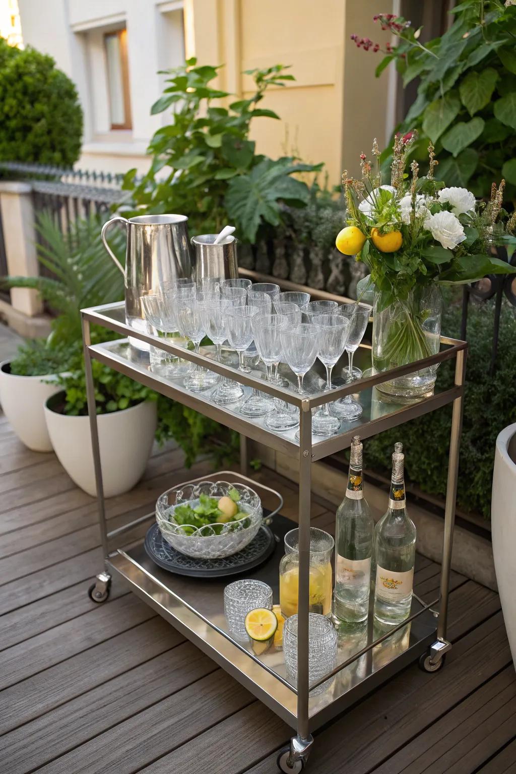 A well-stocked bar cart is both practical and visually appealing.