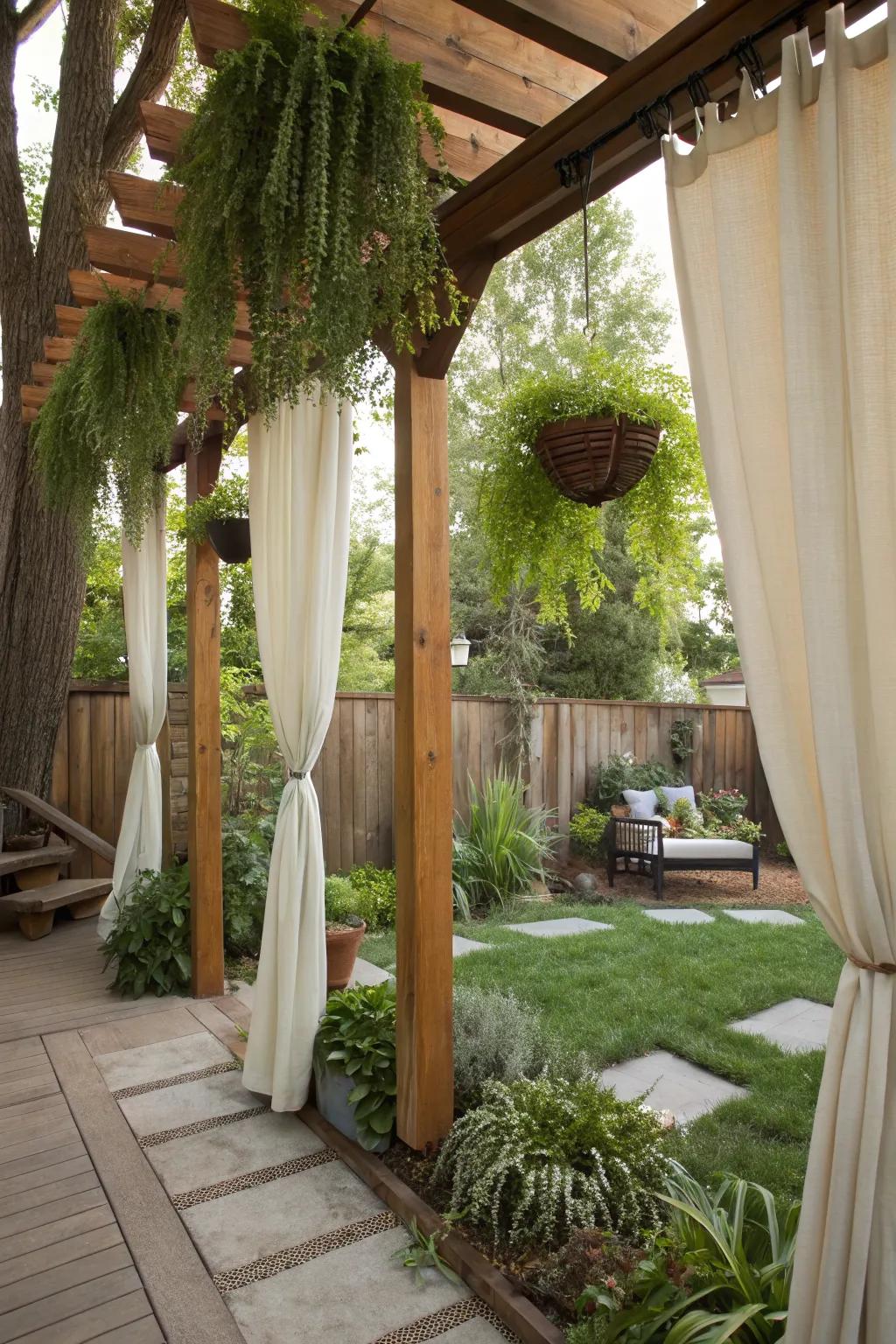 Achieve harmony by blending curtains with natural elements.